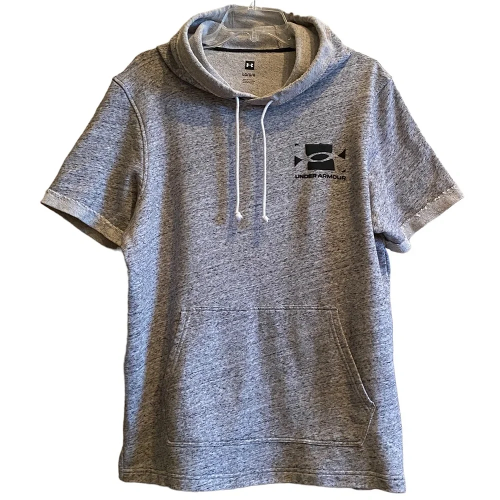 Hoodie Sweatshirt Lightweight Short Sleeve Athletic Wear Gray Mens Size Large